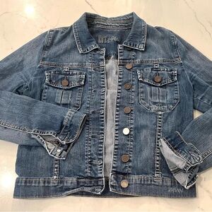 Distressed denim jacket, Small